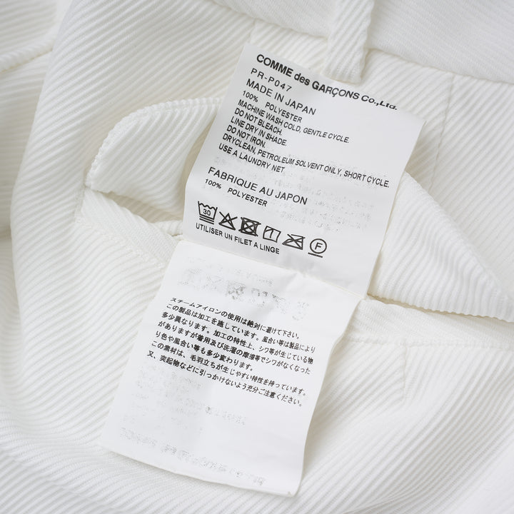 Comme des Garçons Homme Plus white crinkle shorts with deep front pleats and a wide knee-length leg - view 3