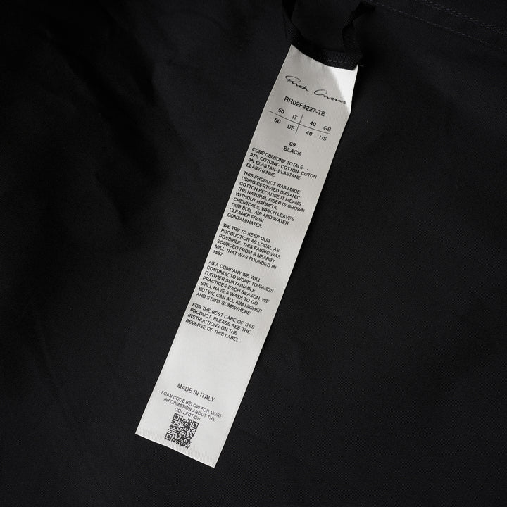 Rick Owens black long sleeve outershirt with high funnel collar, concealed snap placket and two vertical flap chest pockets - view 3