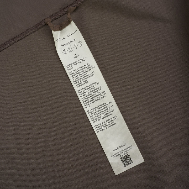 Rick Owens Cropped Level T-Shirt in muted taupe-grey with ribbed crew neck and short cap sleeves, front view - view 3