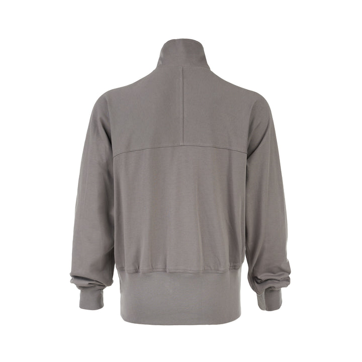 Rick Owens grey zip-up track jacket with funnel collar, curved chest seam, zipped pocket and ribbed cuffs and hem - view 2