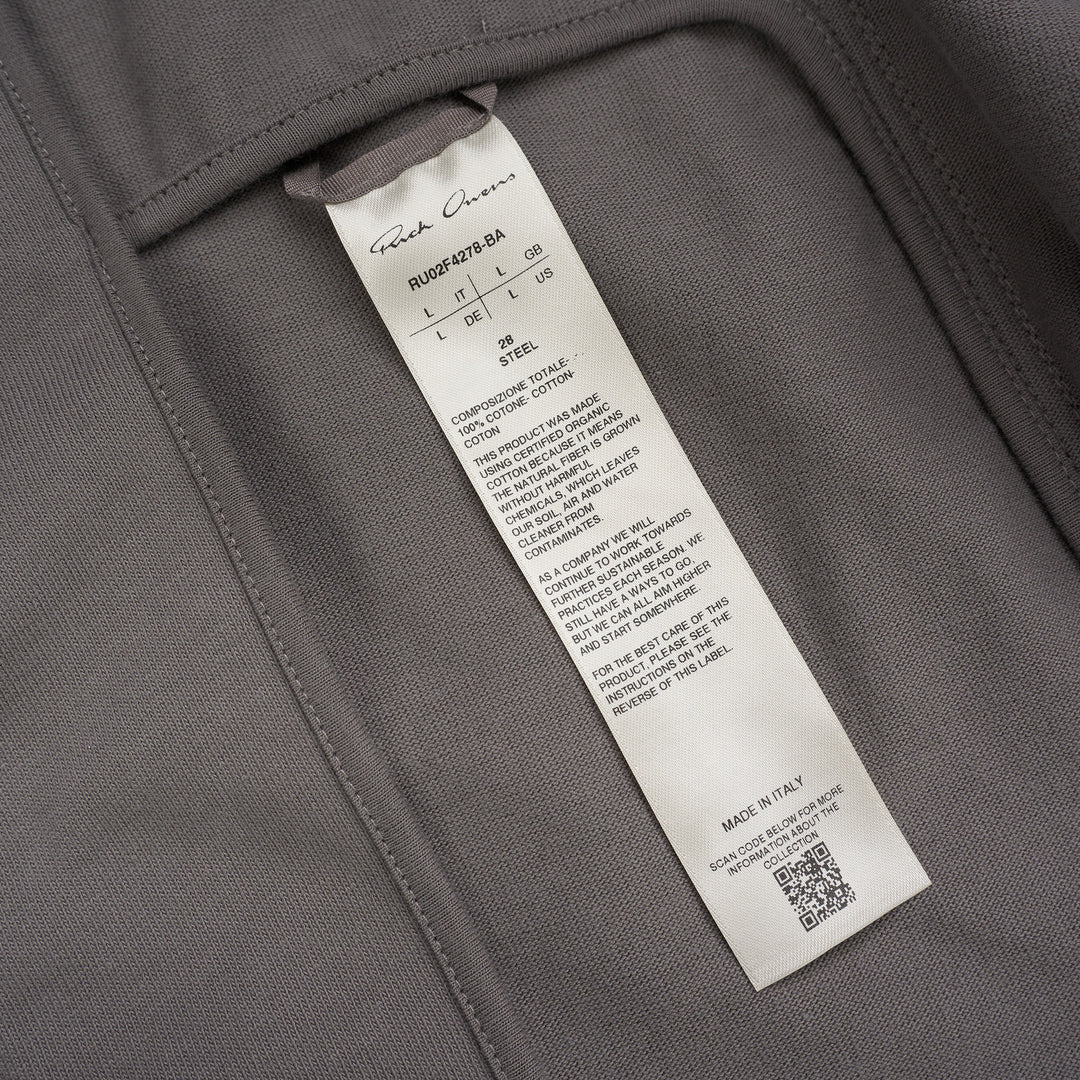 Rick Owens grey zip-up track jacket with funnel collar, curved chest seam, zipped pocket and ribbed cuffs and hem - view 4