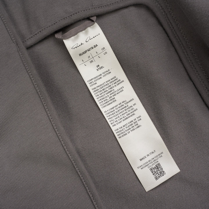 Rick Owens grey zip-up track jacket with funnel collar, curved chest seam, zipped pocket and ribbed cuffs and hem - view 4