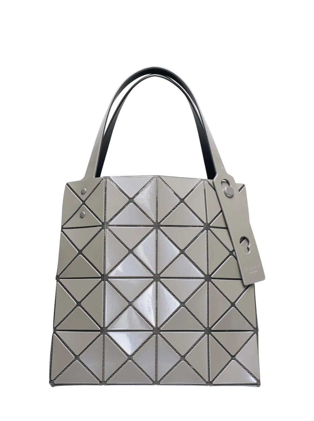 Bao Bao Issey Miyake Lucent Carat large tote bag in taupe grey with geometric triangular tiles and double handles