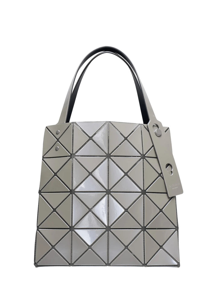 Bao Bao Issey Miyake Lucent Carat large tote bag in taupe grey with geometric triangular tiles and double handles