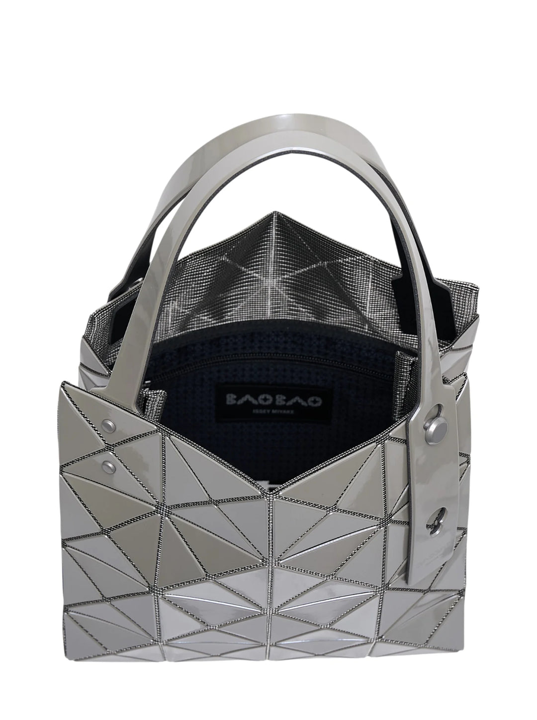 Bao Bao Issey Miyake Lucent Carat large tote bag in taupe grey with geometric triangular tiles and double handles - view 3
