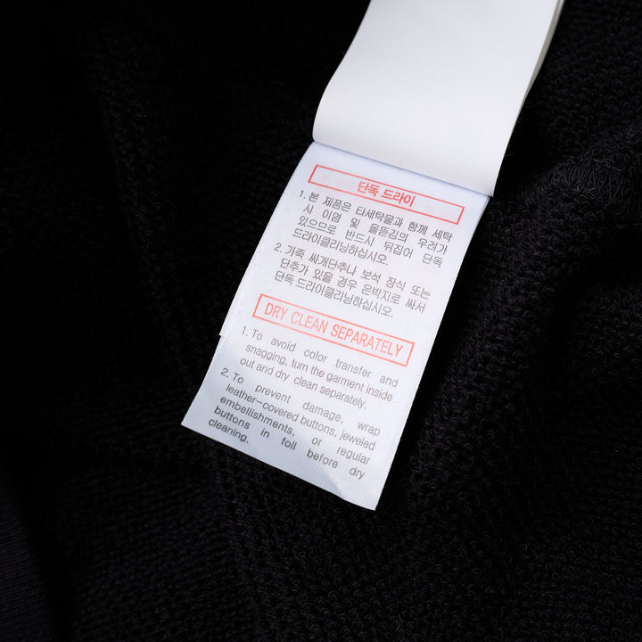 Black Wooyoungmi zip-up hoodie with padlock-style zip pull, stud-detailed kangaroo pockets and small gold logo on the chest - view 5