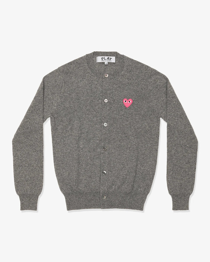 COMME des GARCONS PLAY Round Neck Cardigan Pink Emblem