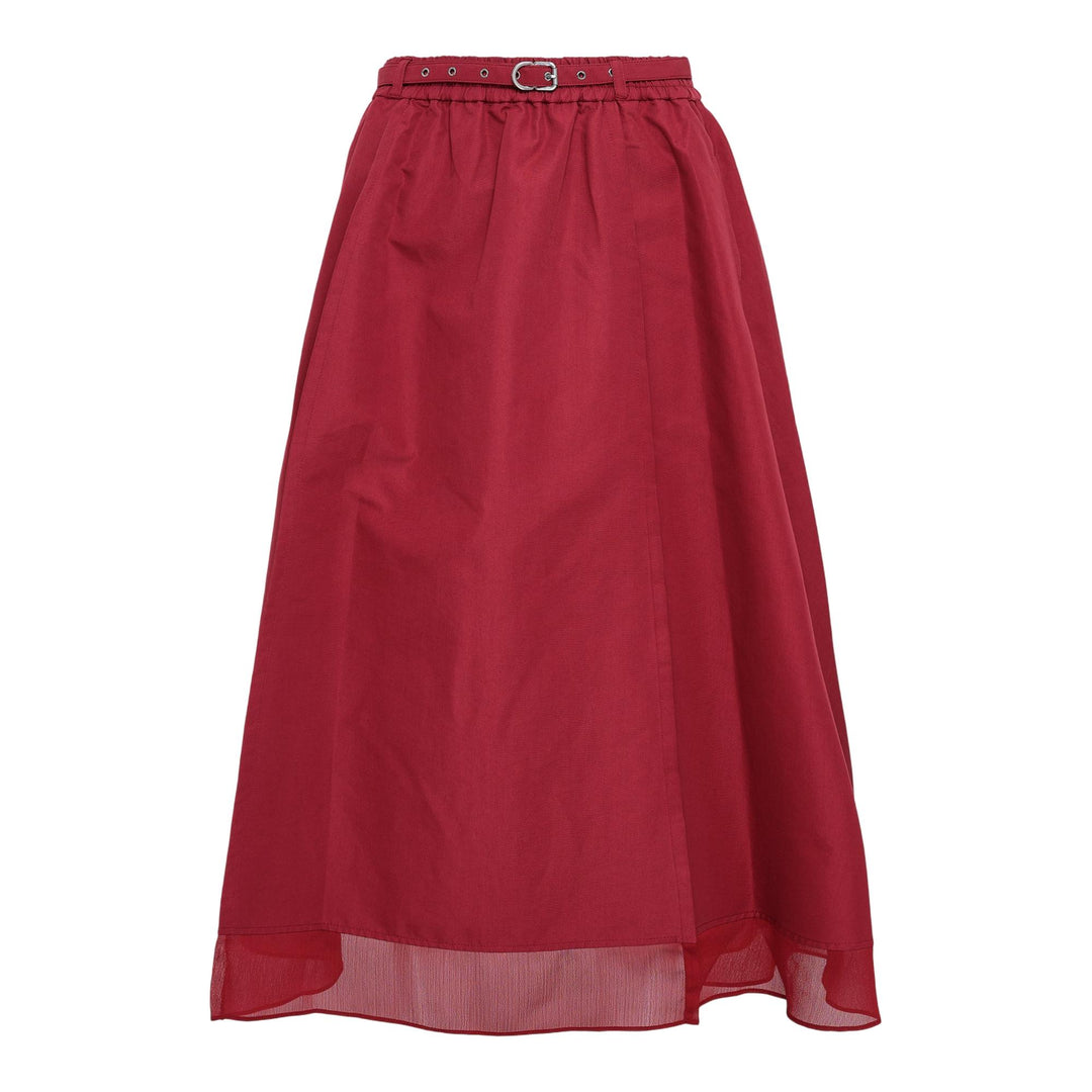 Club21 - 3.1 Phillip Lim - Belted Midi Skirt With Chiffon Hem - SKIRTS - Red