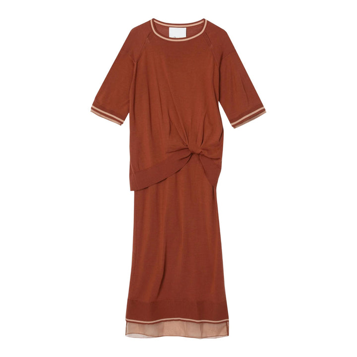 Club21 - 3.1 Phillip Lim - French Tuck Knit Dress With Organza - DRESSES - Orange