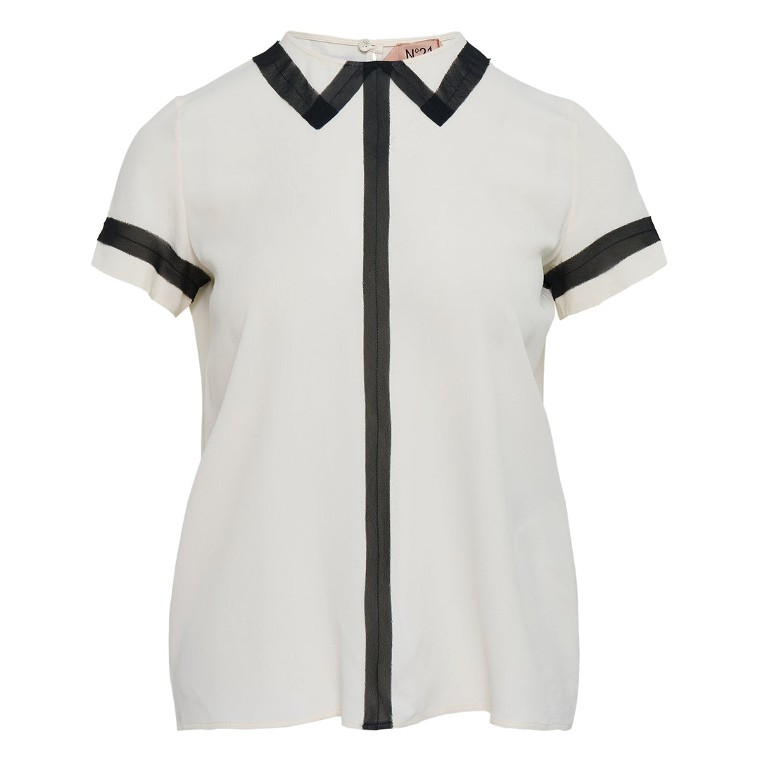 Crepe De Chine Short Sleeve Blouse