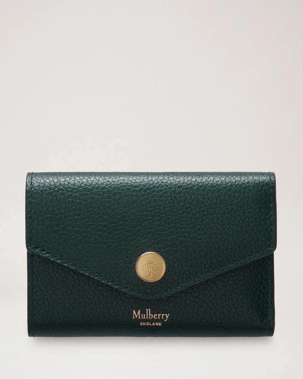Folded Multi-Card Wallet Mulberry Green Small Classic Grain