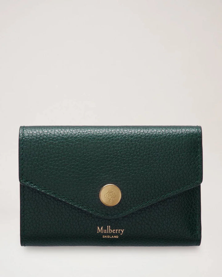 Folded Multi-Card Wallet Mulberry Green Small Classic Grain