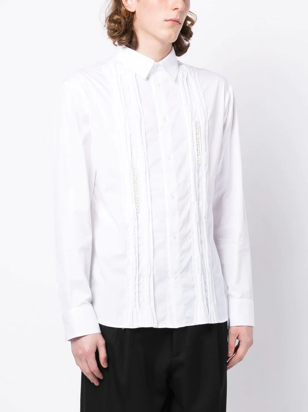 Smocking Detail Long Sleeve Shirt