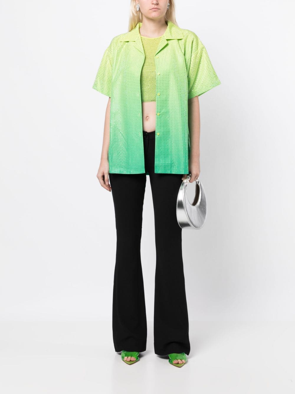 Green Hotfix Taffeta Shirt