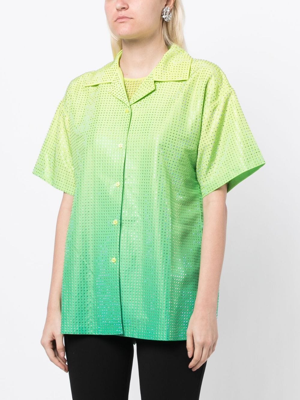 Green Hotfix Taffeta Shirt