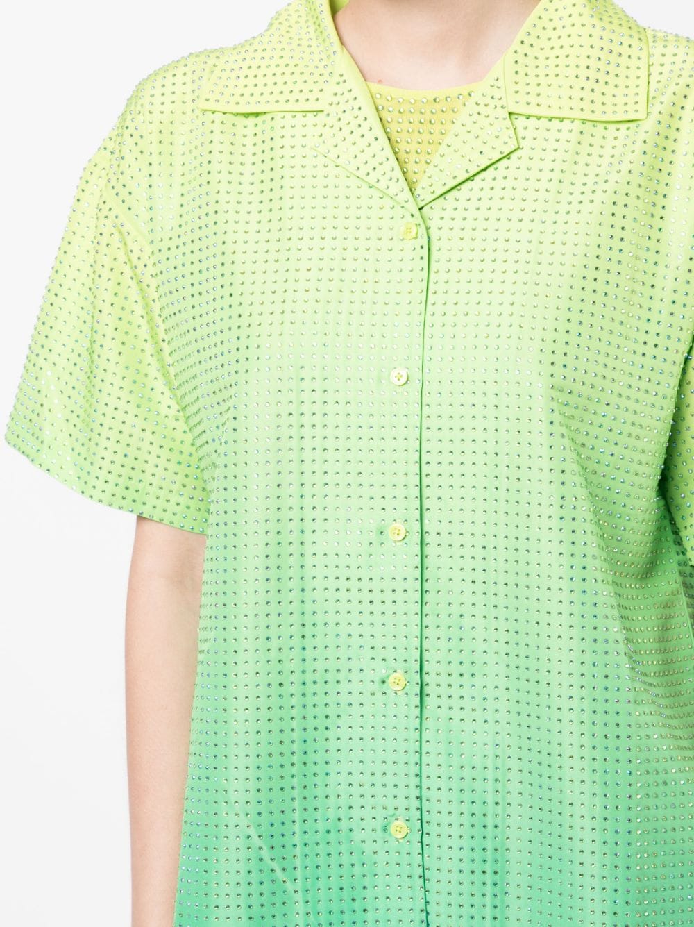 Green Hotfix Taffeta Shirt