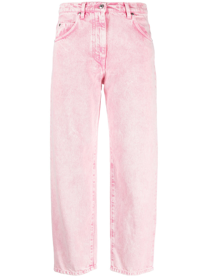 Pink Straight Cropped Jeans