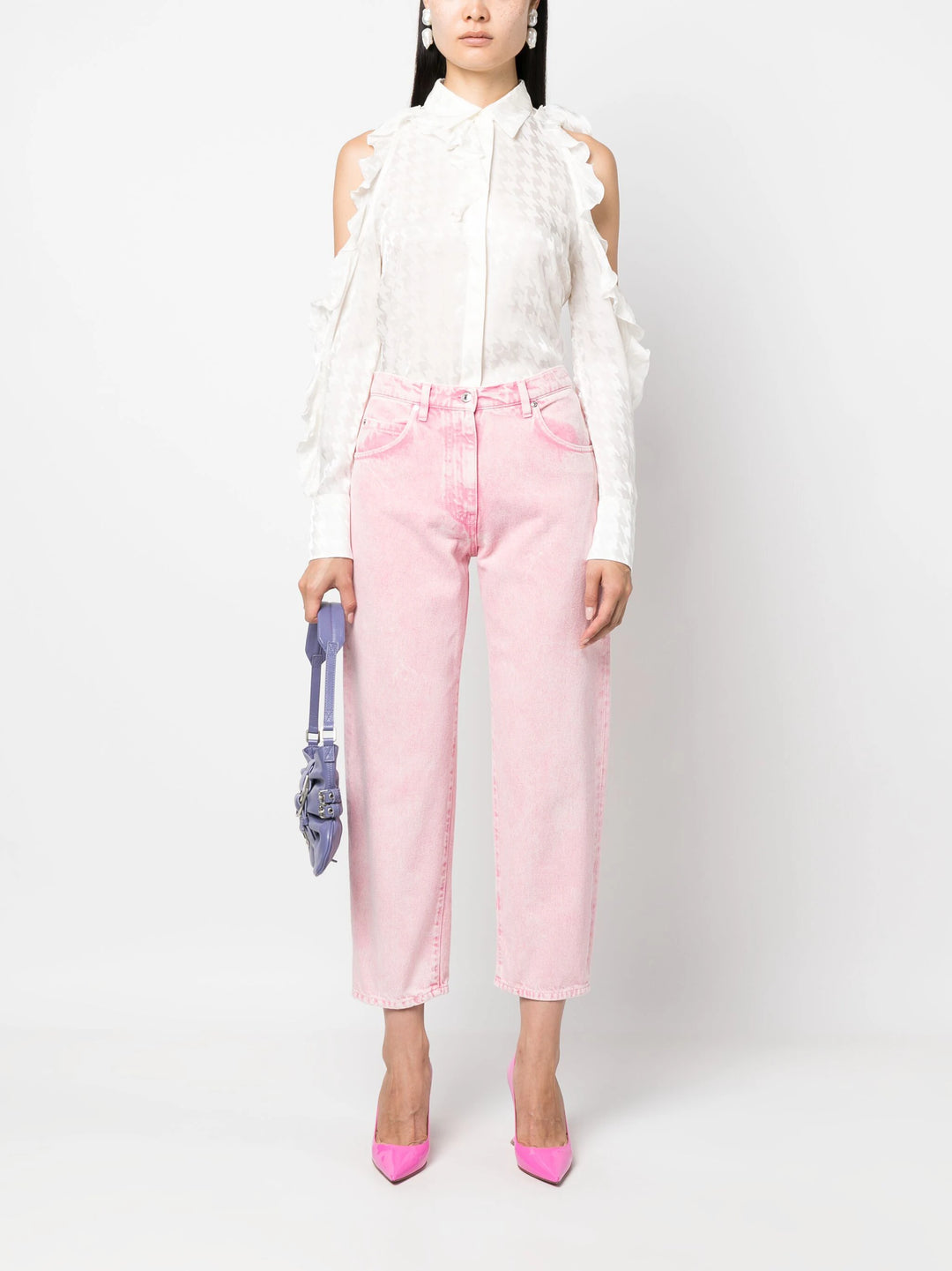 Pink Straight Cropped Jeans