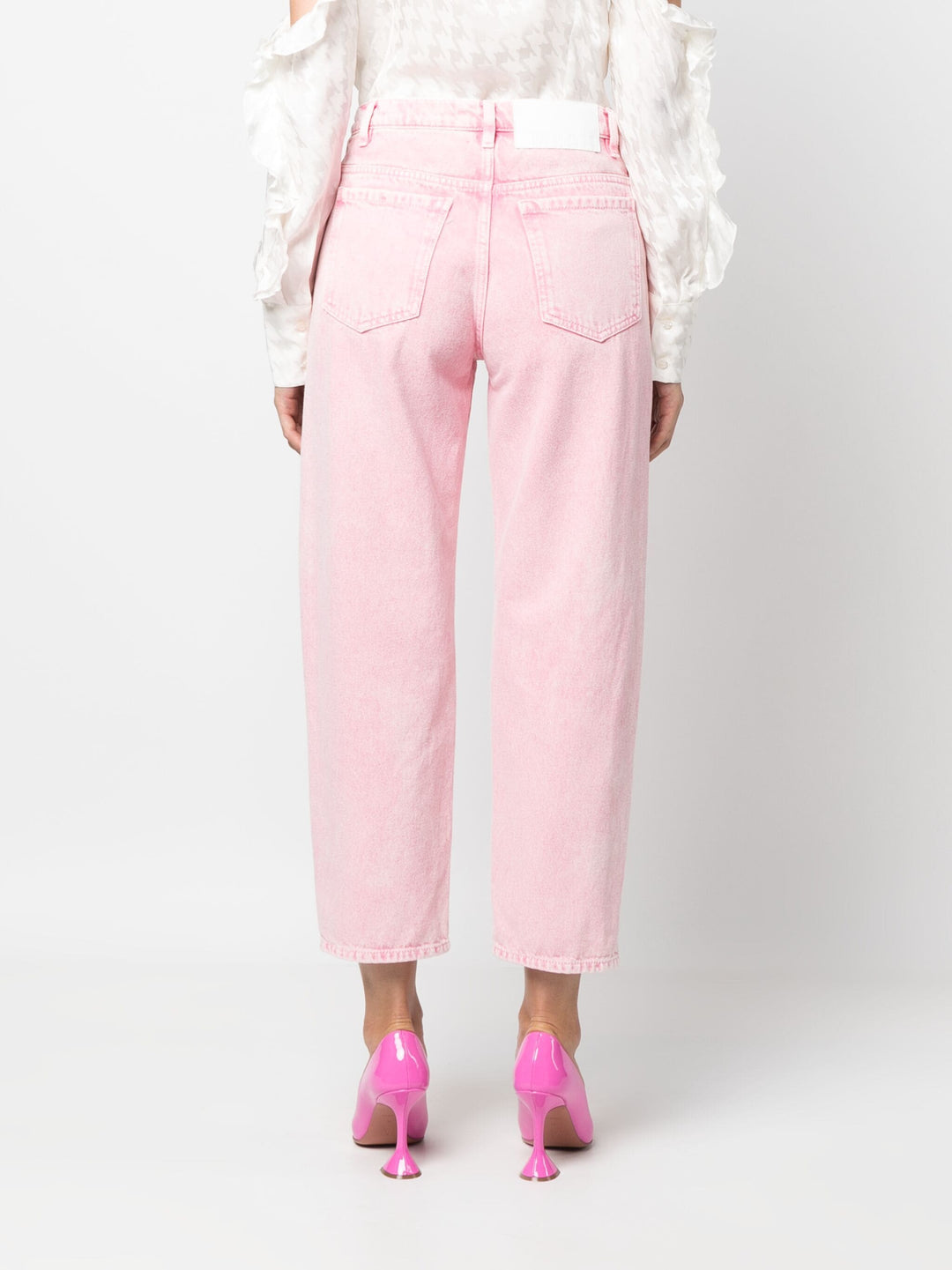 Pink Straight Cropped Jeans