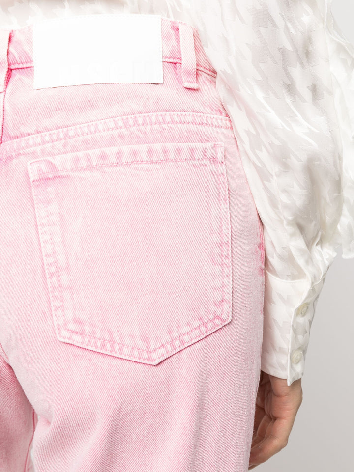 Pink Straight Cropped Jeans