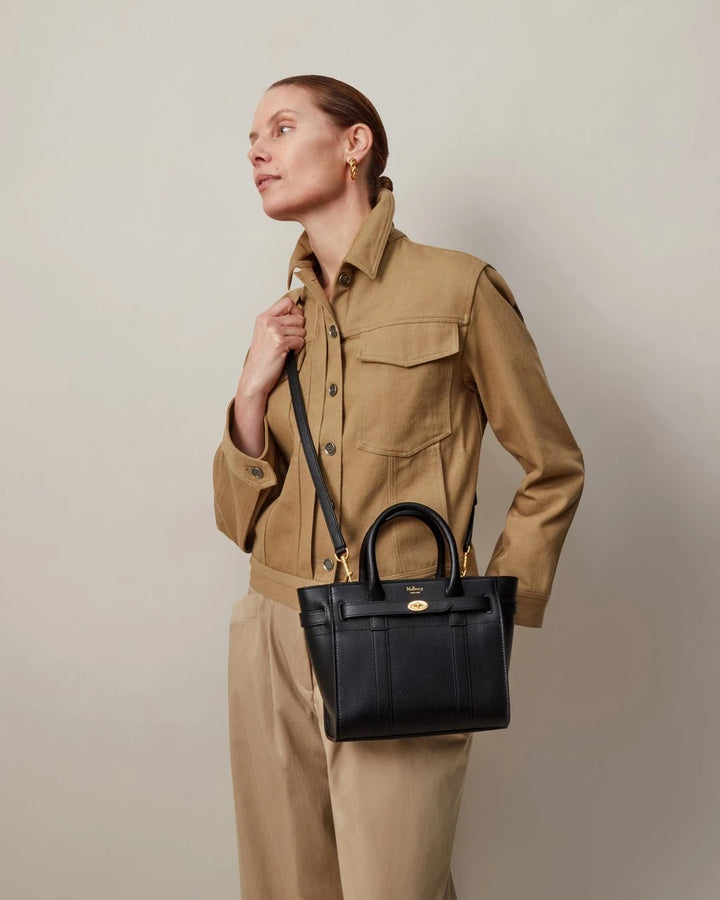 Mini Zipped Bayswater Small Classic Grain (Black)