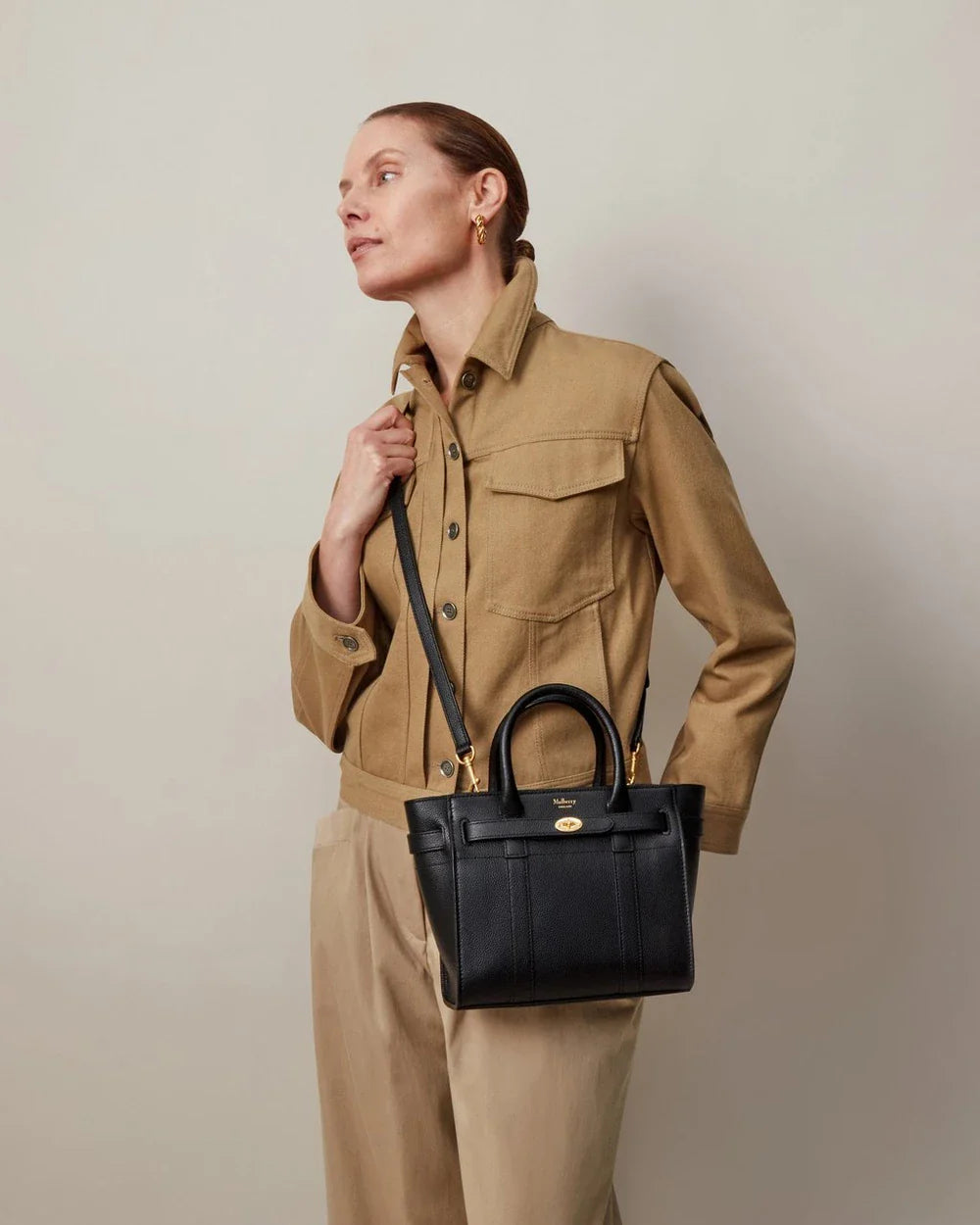 Mini Zipped Bayswater Small Classic Grain (Black)