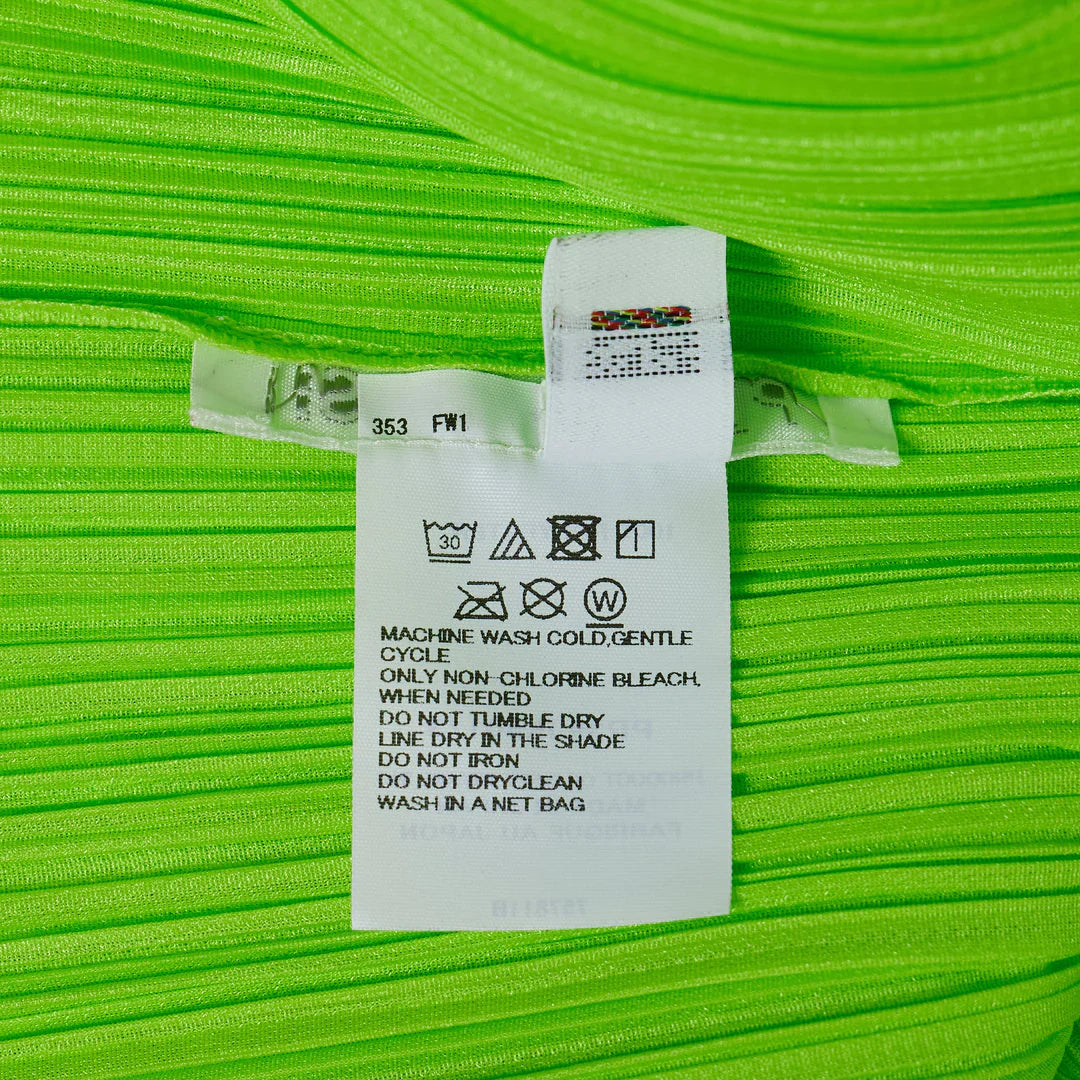 Pleats Please Issey Miyake Colorful Basics 3 sleeveless pleated maxi dress in lime green