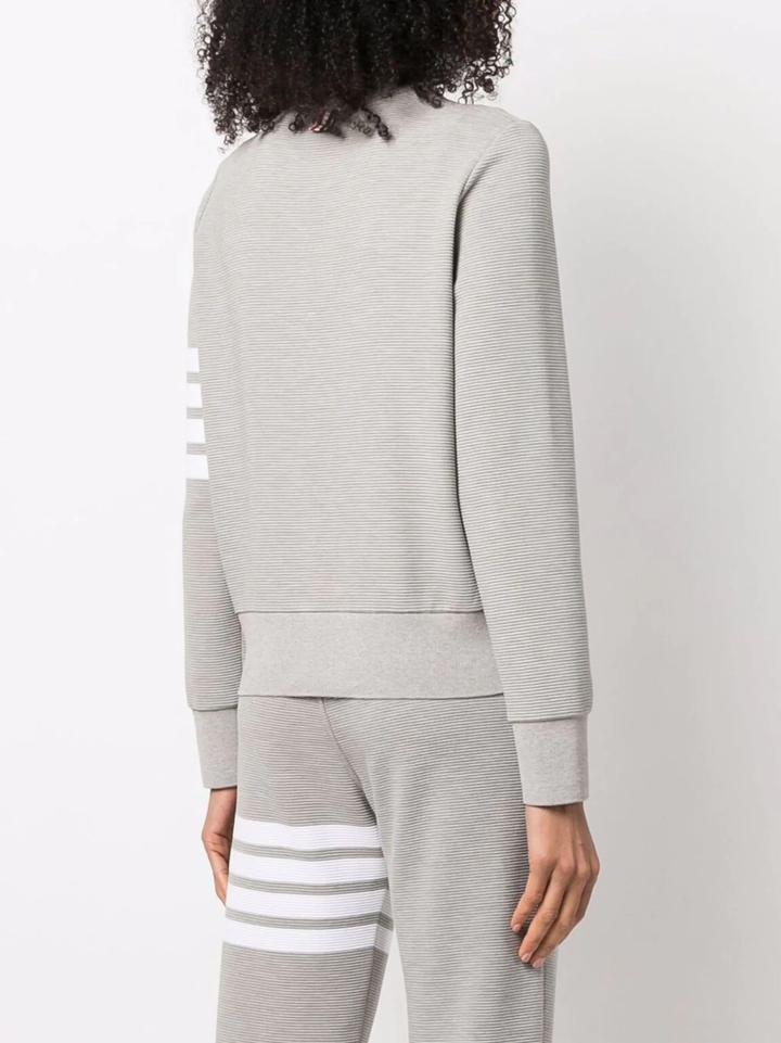 Light Grey Ottoman Rib 4-Bar Crew Neck Sweatshirt