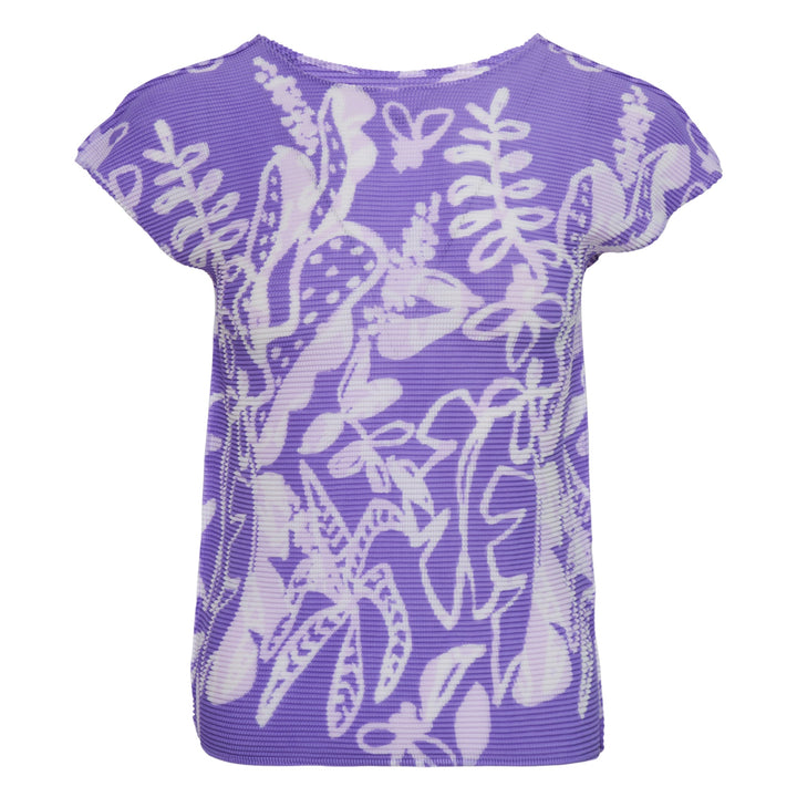 Botanical Cap Sleeve Round Neck Top