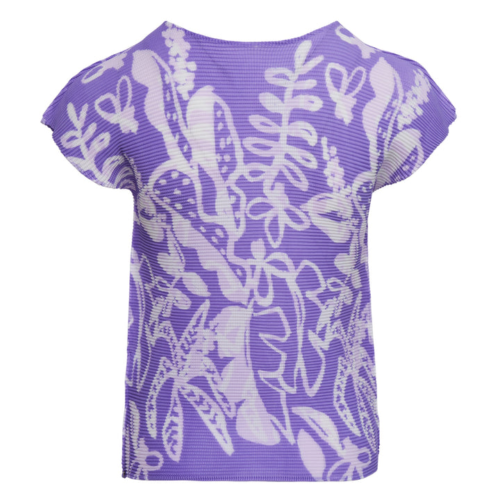 Botanical Cap Sleeve Round Neck Top