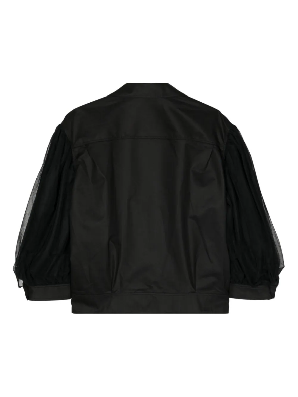 Tulle Overlay Puff Sleeve Blouson