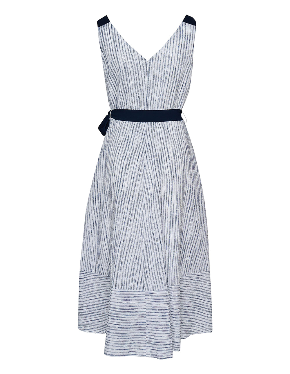 Indigo Stripecotton V-Neck Dress