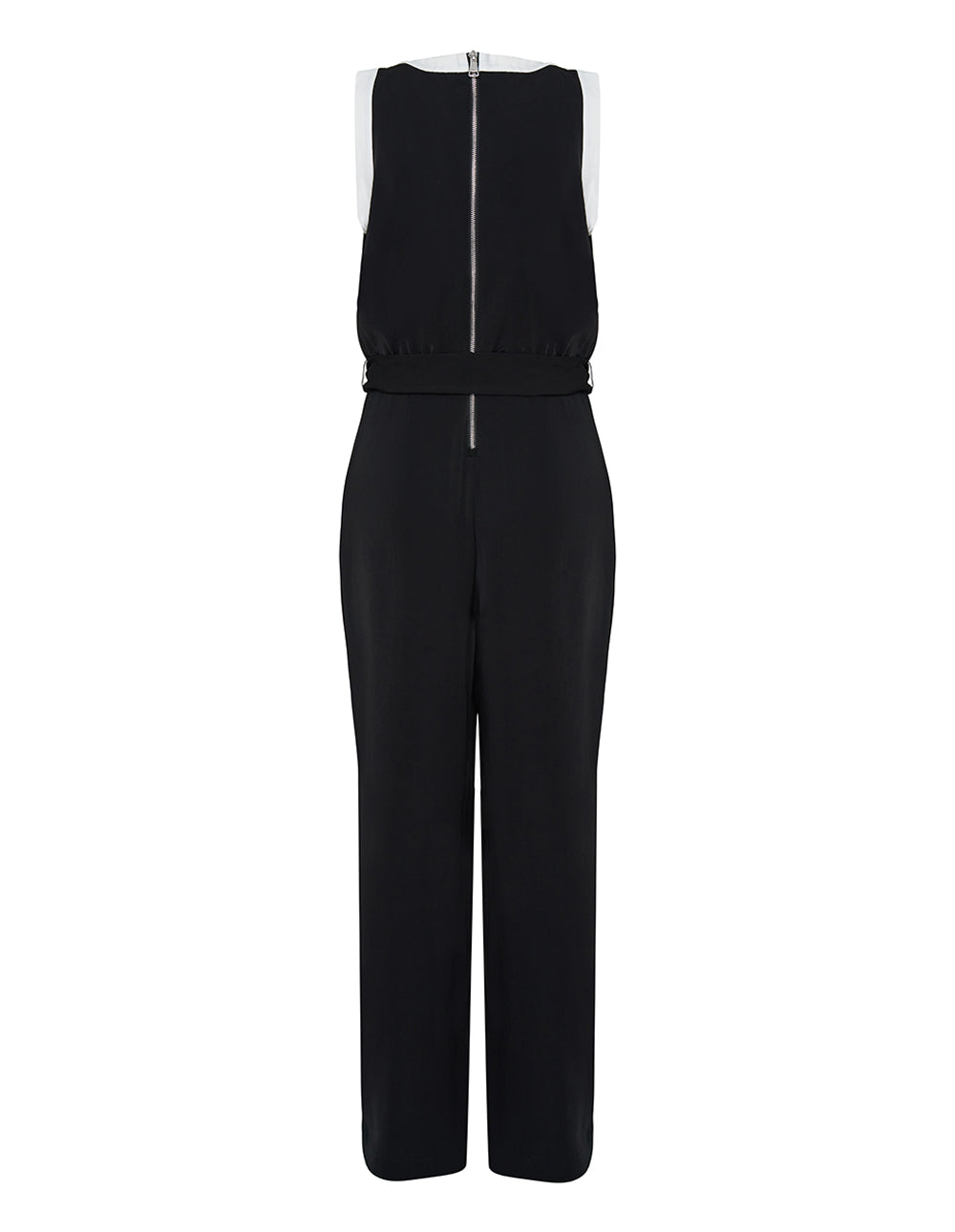 Drapey Crepe V-Neck Belted Jumpsuit