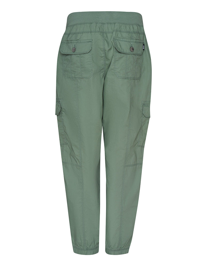 Peached Poplin Cargo Rib Waist Pants