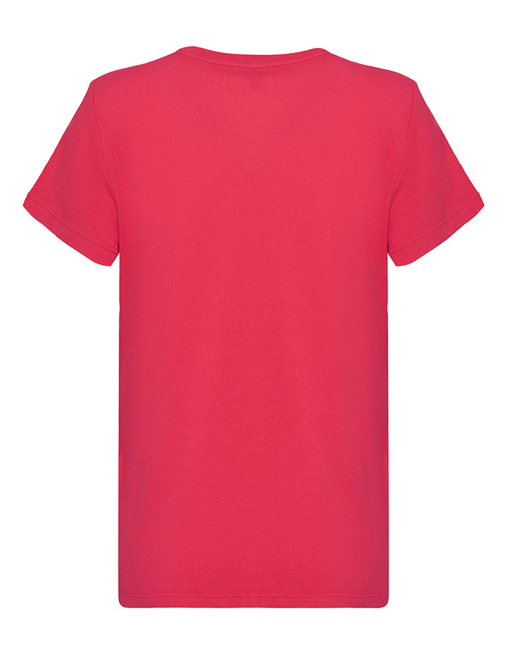 Micro Peach Solid V-Neck Tee