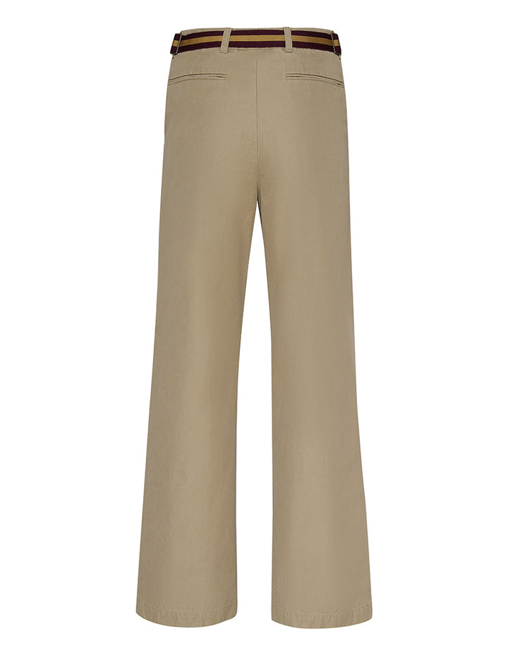 Stone Washed Cotton Chino Straight Pants