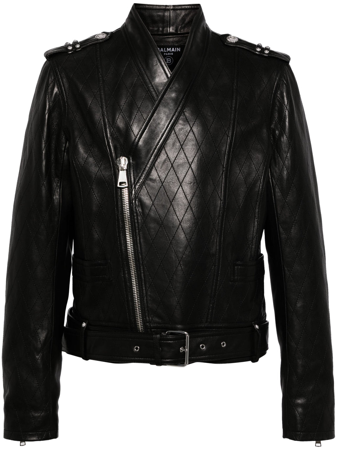Quilted Lamb Leather V Neck Jacket