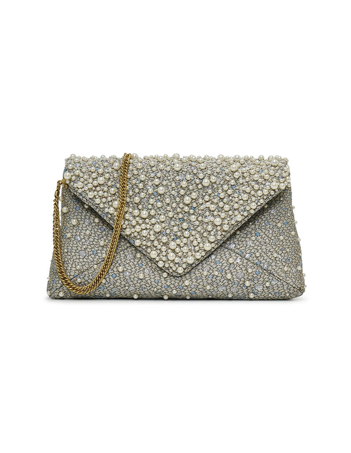 Hand Embroidered Pearls Clutch