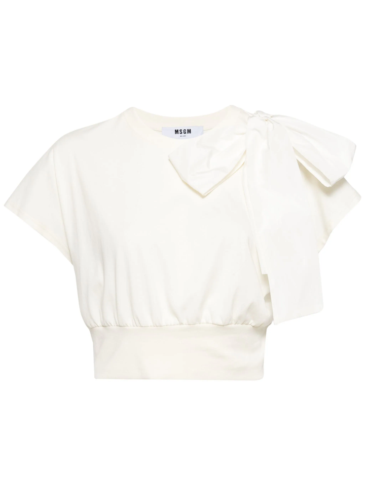 Cropped T-Shirt With Shoulder Rib