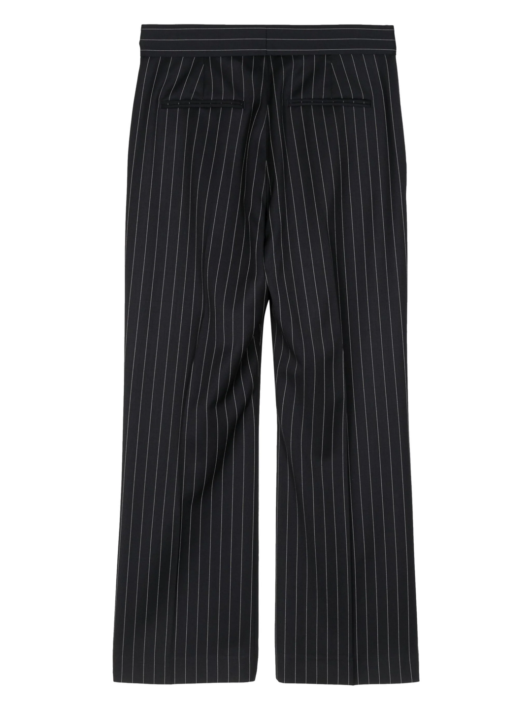 Navy Stripes Cropped Straight Pants