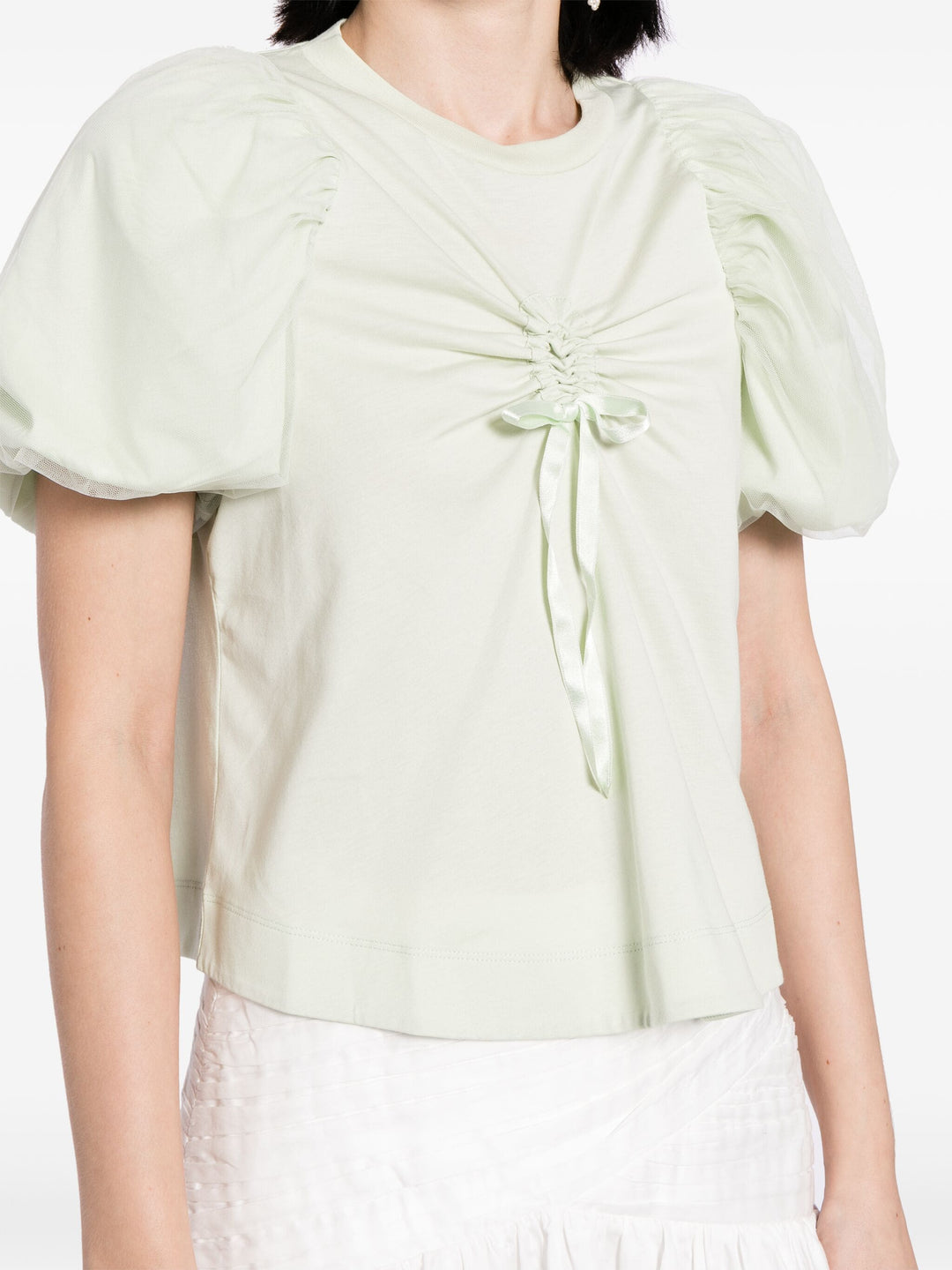 Cropped Ruched Bow T-Shirt