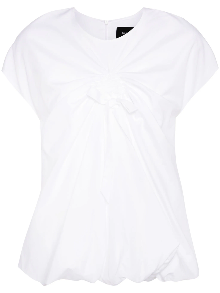 Cap Sleeve Ruched Bow Top