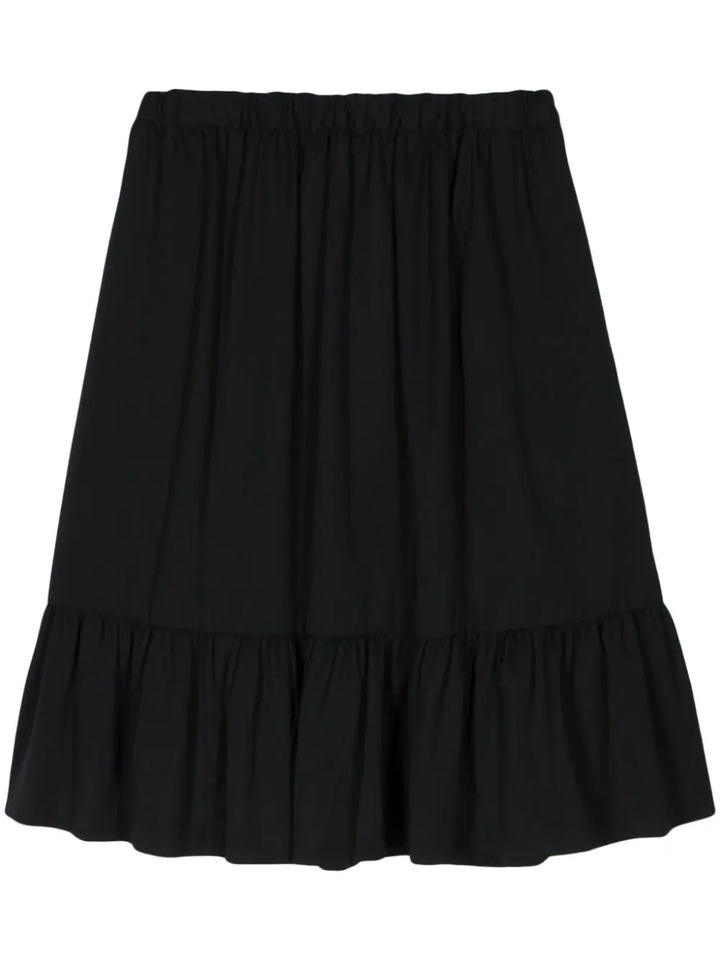 Ruffle-Hem Midi Wool Skirt
