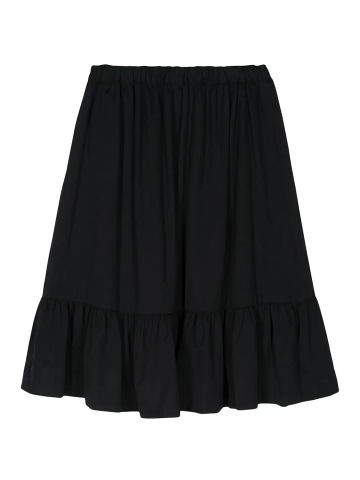 Ruffle-Hem Midi Wool Skirt