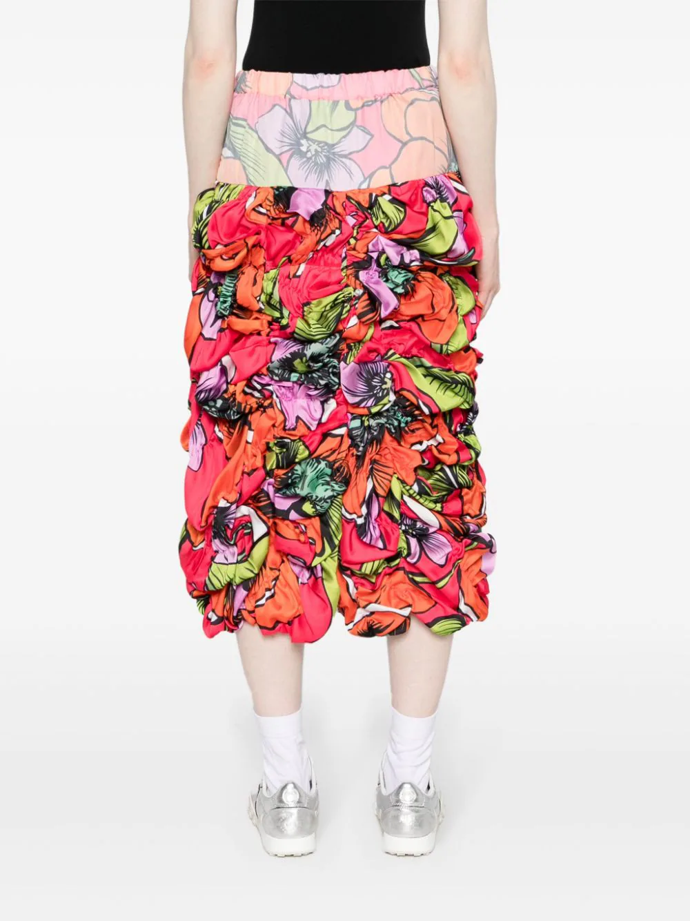 Satin Floral Pattern Full Skirt