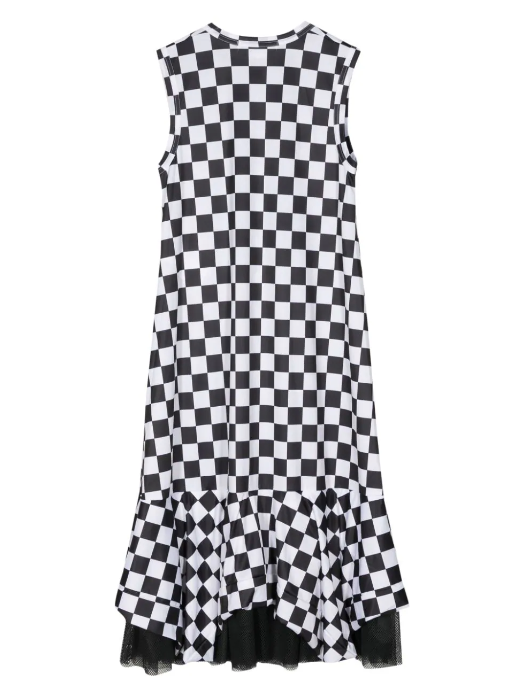 Sleeveless Check Pattern Dress