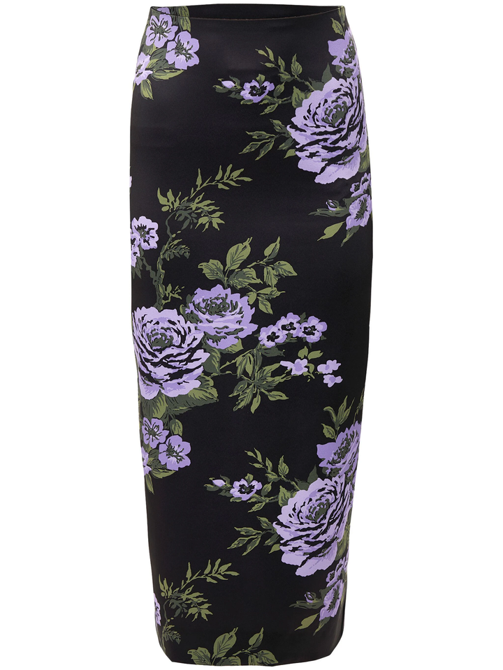 Midi Skirt In Rose Floral Print