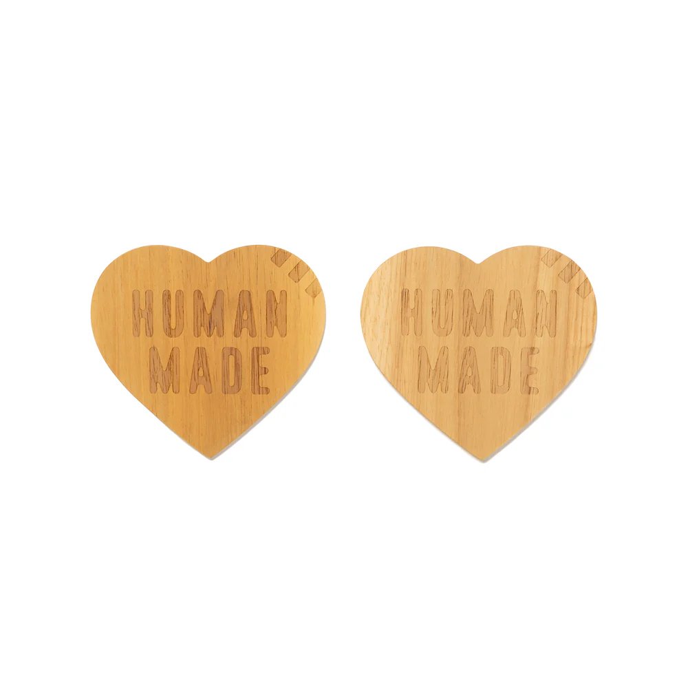 Heart Wood Coaster Set 2 Pieces