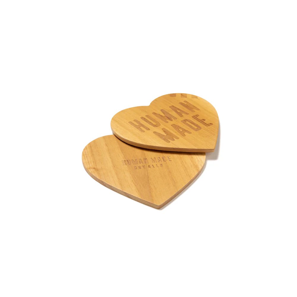 Heart Wood Coaster Set 2 Pieces