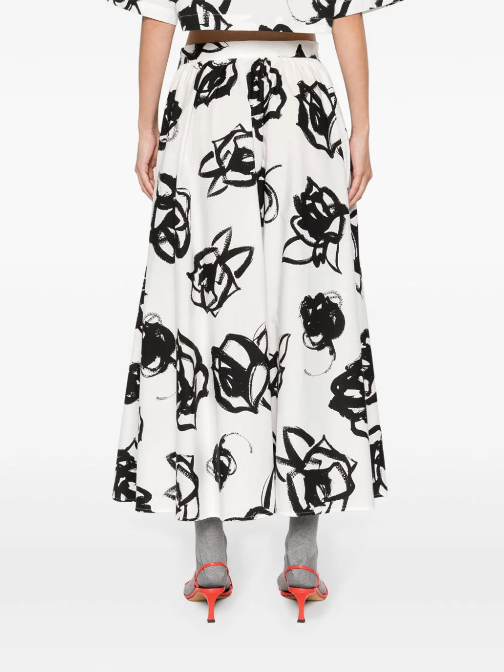 Rosette Print Midi Skirt
